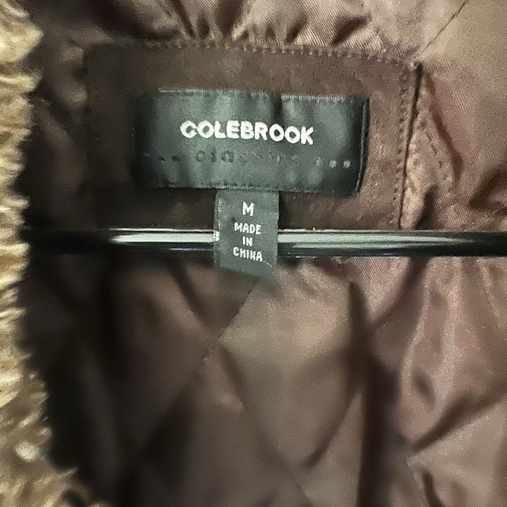 Vintage 90s Y2K Leather Jacket Brown Faux Fur Medium Dark Academia Whimsigoth - Picture 6 of 9